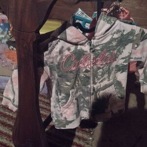 Cabelas- pink camo zip up hoodie- 12-18MONTHS